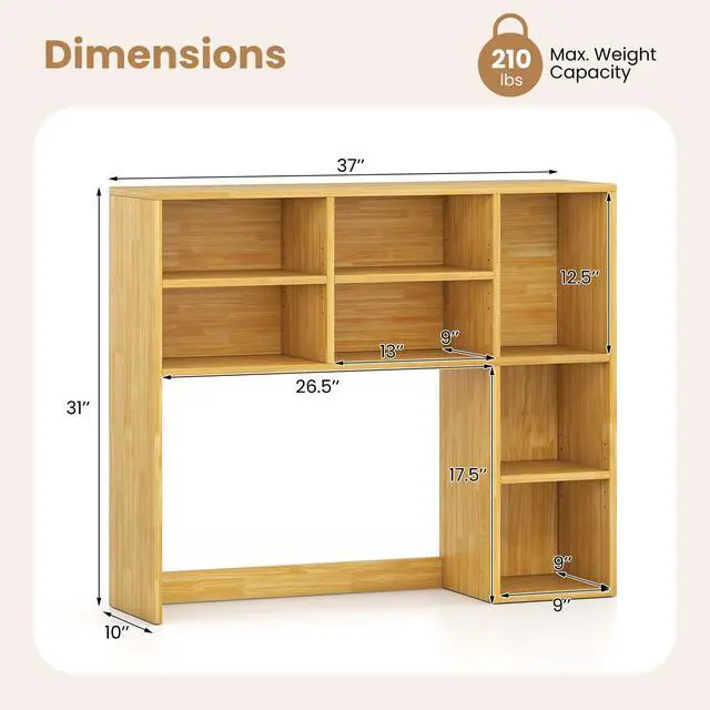 Alt view image 3 of 7 - LDAILE 31'' Desk Shelf, 3-Tier Desk Hutch with 7 Shelves for Computer Desk, Desktop Bookshelf with 3 Adjustable Shelves for College Dorm Office Home Study Room Desk, 37 x 10 x 31 in