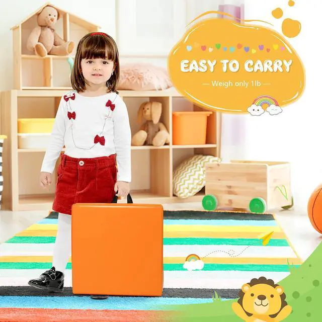 Alt view image 2 of 7 - 6PCS Floor Cushions for Kids, 15 Inch Flexible Alternative Portable Classroom Seating w/Handles, Easy to Clean, 3 Inch Thick Soft Foam Square Comfy Seats for Daycare Preschool(Square, Red)