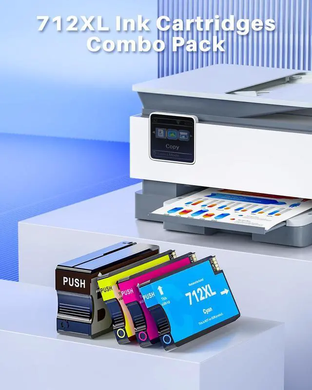 Alt view image 2 of 7 - 712XL 712 Ink Cartridges High Yield for HP DesignJet T210 T650 T630 Printer | for HP DesignJet T250 T230 Printer for 712 DesignJet Ink Cartridge Black and Color (4 Pack, 1BK/1C/1M/1Y)