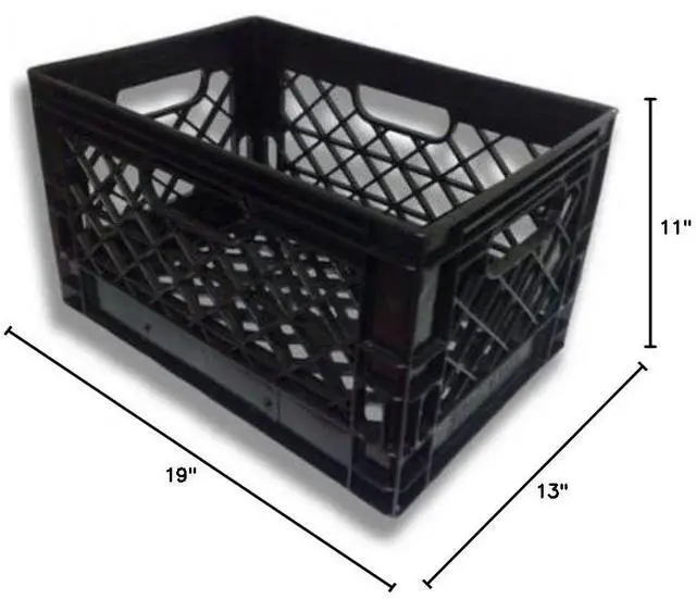 Main image of (3 Pack Black) Heavy Duty Rectangular Stackable Dairy Milk Crates - Save on shipping!!!!
