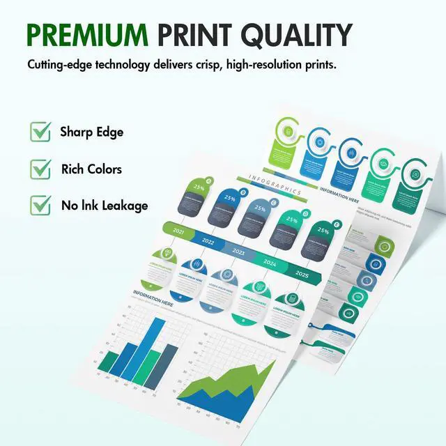 Alt view image 5 of 7 - 63 63XL Ink Cartridges Black and Color Combo Pack for HP 3830 4520 Printers | Replacement for Envy 4520 OfficeJet 3830 HP63XL for HP Envy 4512 OfficeJet 4650 5255 5258 5200 DeskJet 1112 Printer 2-Pack