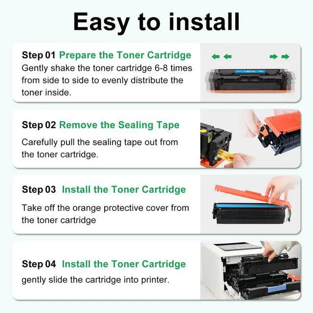 Alt view image 6 of 7 - 206X Toner Cartridges 4 Pack High Yield (with Chip) Compatible Replacement for HP 206X 206A for HP Color LaserJet Pro M255dw M255nw MFP M283fdw M283cdw M282nw M283fdn Printer - BCMY, W2110X W2110A