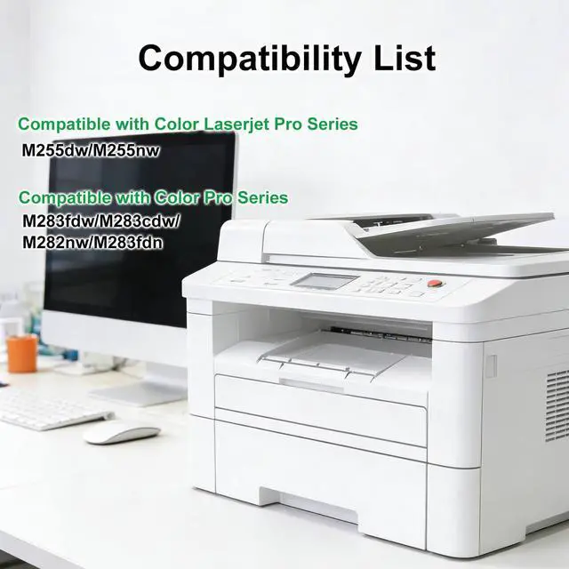 Alt view image 3 of 7 - 206X Toner Cartridges 4 Pack High Yield (with Chip) Compatible Replacement for HP 206X 206A for HP Color LaserJet Pro M255dw M255nw MFP M283fdw M283cdw M282nw M283fdn Printer - BCMY, W2110X W2110A