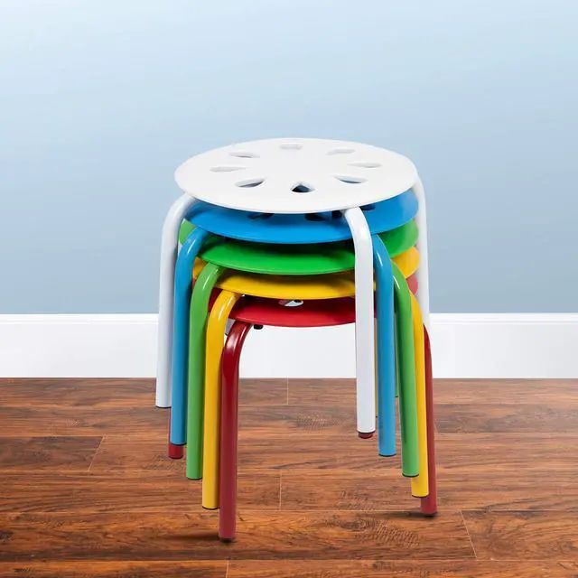 Main image of Plastic Nesting Stack Stools-Classroom/Home, 11.5" Height, Assorted Colors (5 Pack)