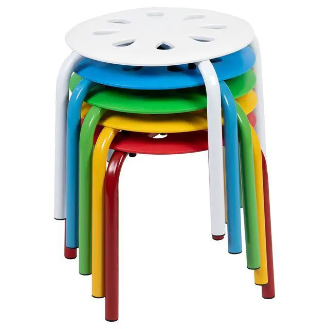 Alt view image 3 of 7 - Plastic Nesting Stack Stools-Classroom/Home, 11.5" Height, Assorted Colors (5 Pack)