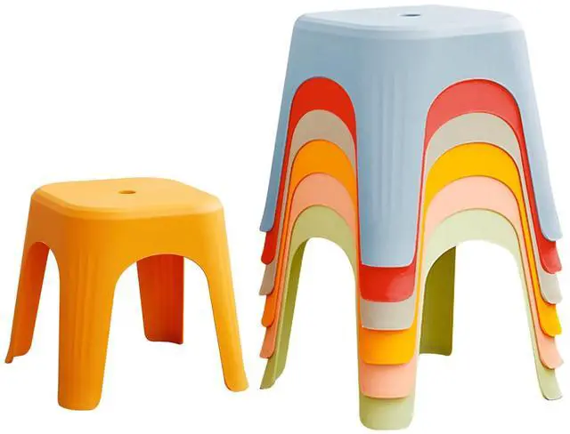 Main image of 6 Pack School Plastic Stackable Stools, 11.8 Inch Height Colorful Nesting Stools, Portable Backless Stool for Classroom Students, Flexible Seating Chairs for School Home Office