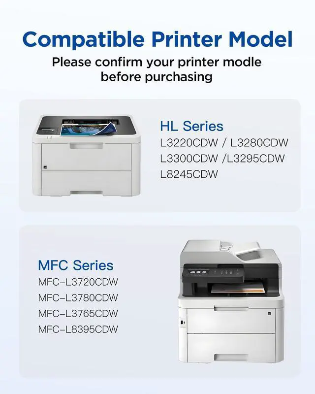 Alt view image 2 of 7 - TN229 TN229XL Toner Cartridges for Brother MFC-L3780CDW 5 Pack | TN 229XL Work With MFC-L3720CDW HL-L3220CDW HL-3280CDW HL-L3300CDW Printers High Yield 3,000 pages Black/2,300 pages Color