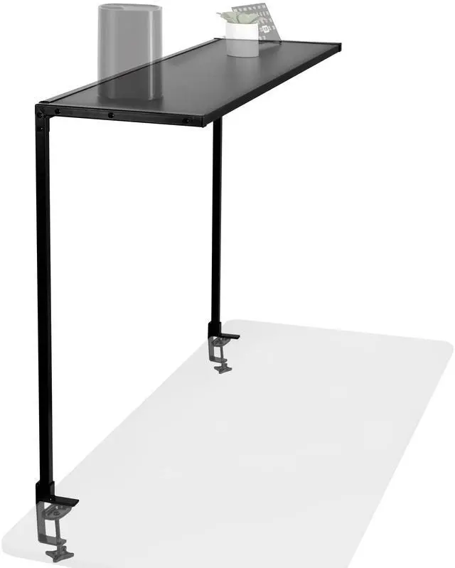 Main image of Large 42 inch Clamp-on Overhead Desk Shelf, Raised Desktop Organizer, Elevated Workstation Accessory Platform, Black, DESK-SHELF42-OB