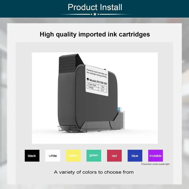Alt view image 7 of 7 - Original 42ml Black Quick Dry Solvent Ink Cartridge Replacement for 0.5inch/12.7mm Handheld Mini Inkjet Printers PC11 (Black)