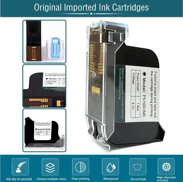 Alt view image 4 of 7 - Original 42ml Black Quick Dry Solvent Ink Cartridge Replacement for 0.5inch/12.7mm Handheld Mini Inkjet Printers PC11 (Black)