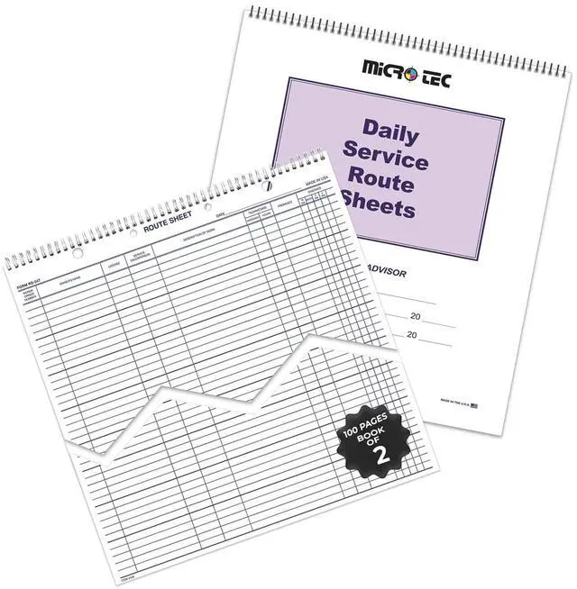 Main image of Automotive Service Route Sheets 12 x 15 Spiral Bound 100 Sheets/Book,Book 2 | Heavy-duty spiral bound service route sheets for daily scheduling, appointment planning, and repair shop workflow tracking
