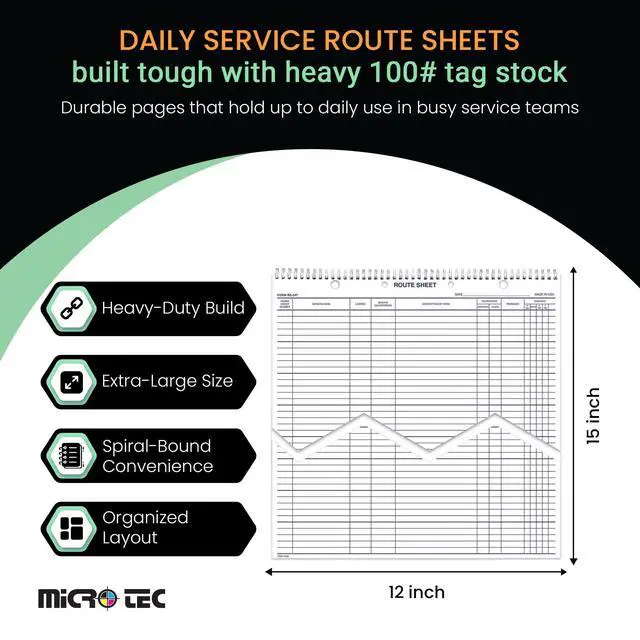 Alt view image 2 of 7 - Automotive Service Route Sheets Heavy-Duty Spiral Bound 12"x15" Daily Schedule & Appointment Planner Tag Stock with Blue Ink for Service Departments & Repair Shops 100 Sheets/Book (Book of 4)