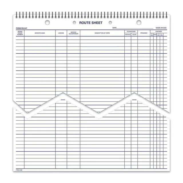 Alt view image 7 of 7 - Automotive Service Route Sheets Heavy-Duty Spiral Bound 12"x15" Daily Schedule & Appointment Planner Tag Stock with Blue Ink for Service Departments & Repair Shops 100 Sheets/Book (Book of 4)