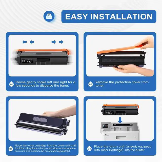 Alt view image 5 of 6 - TN431BK TN-431BK Black Toner Compatible TN431 TN-431 TN 431BK Black Toner Cartridge Replacement for Brother TN431 TN-431 TN431BK MFC-L8900CDW MFC-L8610CDW Toner Cartridge (2-Pack)