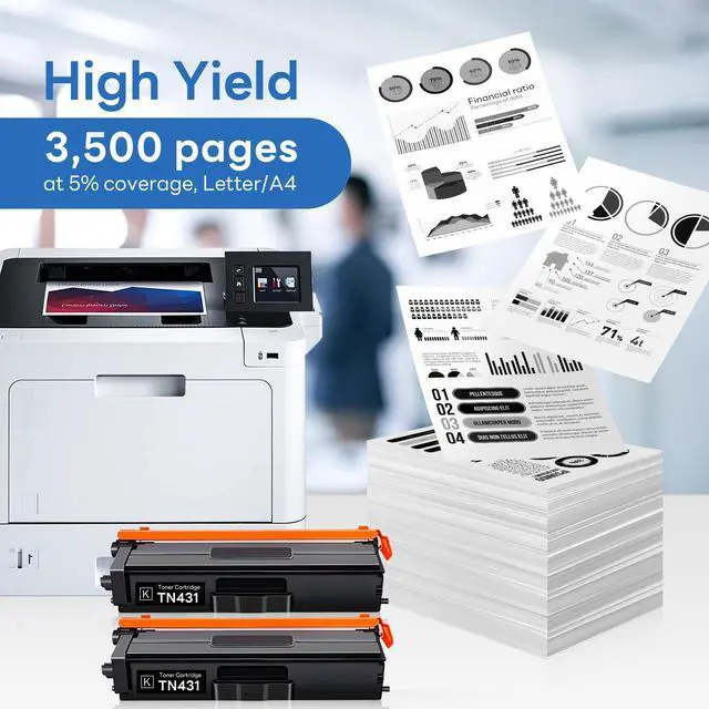 Alt view image 3 of 6 - TN431BK TN-431BK Black Toner Compatible TN431 TN-431 TN 431BK Black Toner Cartridge Replacement for Brother TN431 TN-431 TN431BK MFC-L8900CDW MFC-L8610CDW Toner Cartridge (2-Pack)