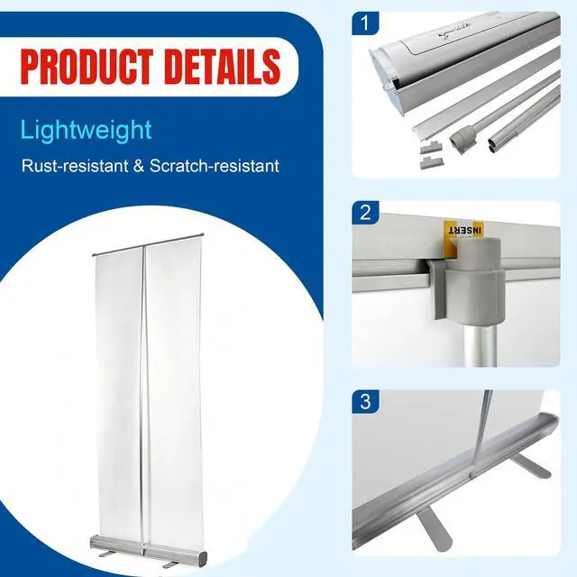 Alt view image 4 of 7 - Custom Retractable Banner with Aluminum Frame, Personalized Roll Up Banner, Full Color Pop Up Display Sign - For Events, Promotion, Advertising, 33"x81" (Design 2)
