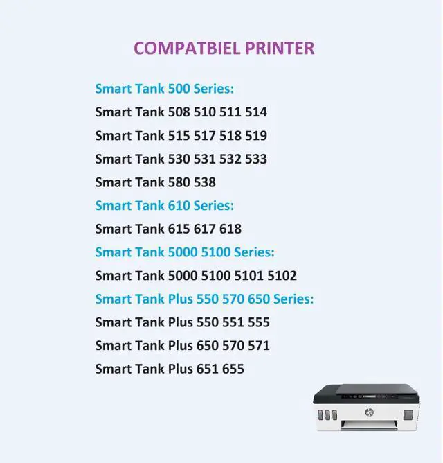 Alt view image 2 of 6 - Smart Tank Plus 651 Printhead X4E75A M0H50A Print Head for HP Smart Tank 510 515 530 532 580 610 615 618 500 5100 Series Smart Tank Plus 551 550 570 650 Series | X4E75A Black and M0H50A Tri-Color