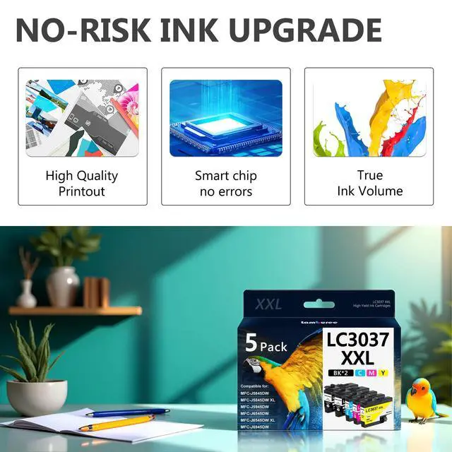Alt view image 5 of 7 - LC3037XXL Ink Cartridges with Super High-Yield Replacement for Brother LC3037 Work for MFC-J5945DW MFC-J5845DW MFC-J5845DWXL MFC-J6545DW MFC-J6545DWXL MFC-J6945DW Printers (5 Pack)