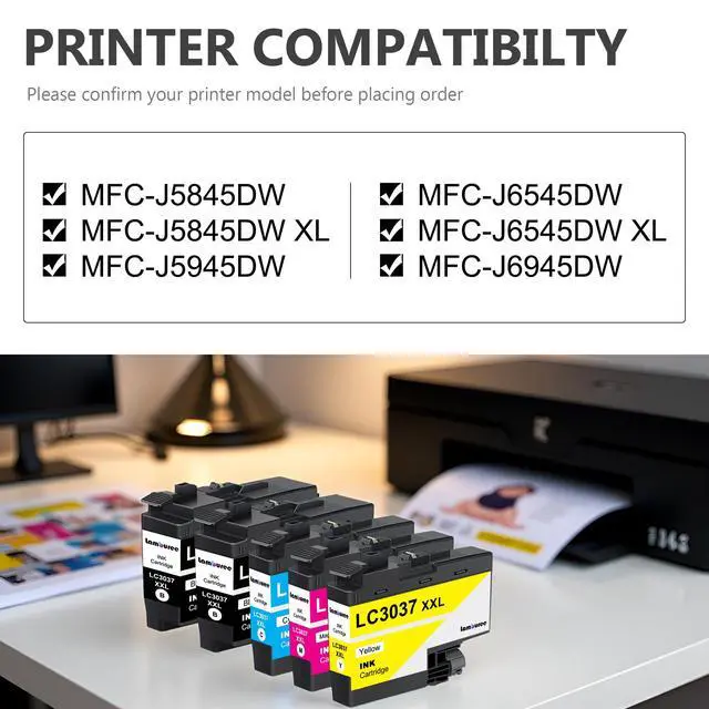 Alt view image 3 of 7 - LC3037XXL Ink Cartridges with Super High-Yield Replacement for Brother LC3037 Work for MFC-J5945DW MFC-J5845DW MFC-J5845DWXL MFC-J6545DW MFC-J6545DWXL MFC-J6945DW Printers (5 Pack)