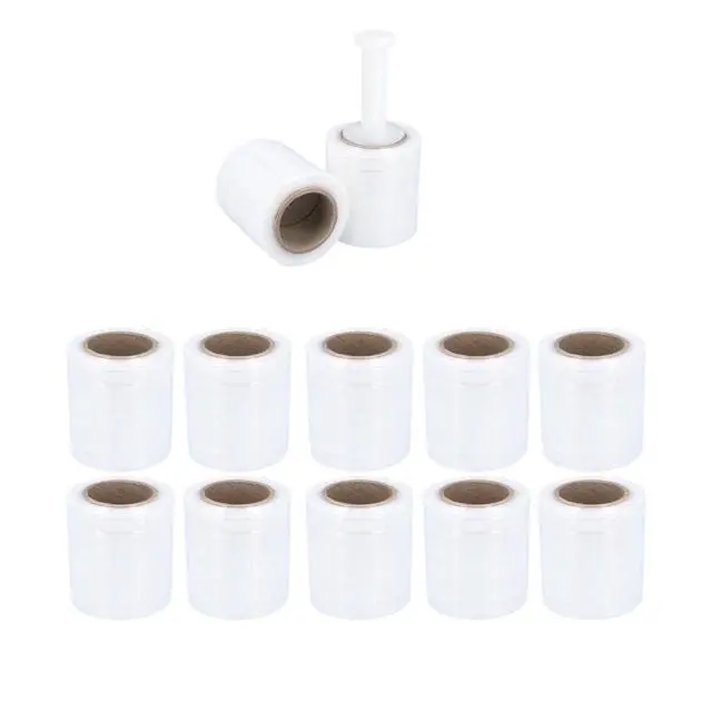 Alt view image 2 of 7 - PSBM Mini Stretch Wrap with Plastic Handle, 24 Rolls 5 Inch x 600 Feet 120 Gauge Heavy Duty Clear Plastic Wrap Industrial Strength Shrink Film for Moving, Packing & Shipping