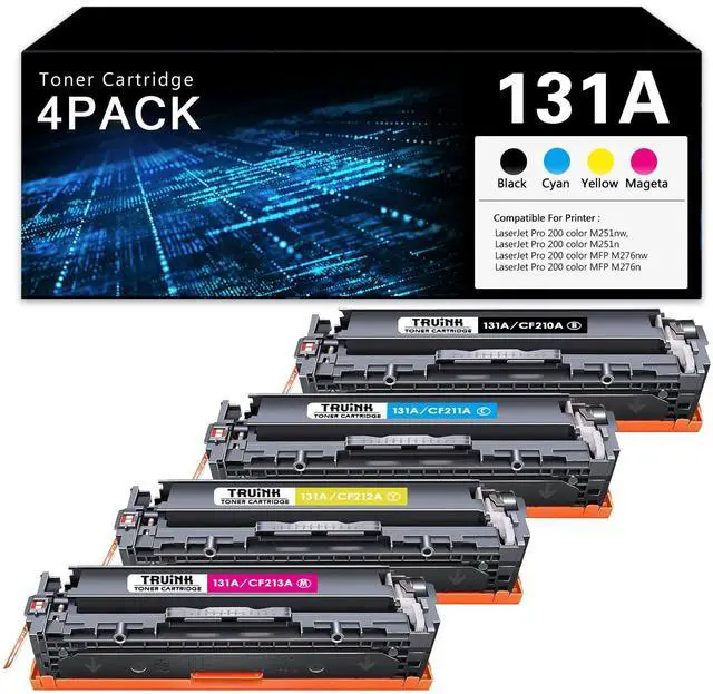Main image of 131A Toner Cartridge 4-Pack Replacement for HP 131A 131X | CF210A CF211A CF212A CF213A Toner Compatible with HP Pro 200 Color M251nw M251n MFP M276nw M276n Printer Ink.(Black, Cyan, Magenta, Yellow)