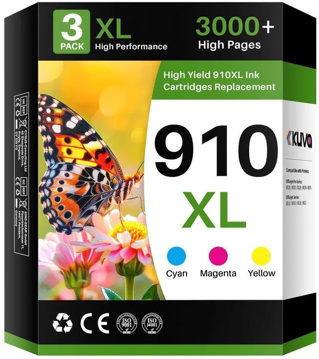 Main image of 910XL Color Ink Cartridges CMY for HP OfficeJet Pro 8020 8025 8028 8030 | 910 XL Ink Cartridges for OfficeJet Pro 8010 8015 8018 8022 8035 Series Printers (3 Packs, Cyan Magenta Yellow)