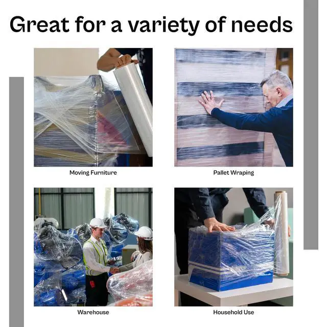 Alt view image 7 of 7 - PSBM Stretch Wrap, 4 Rolls 15 Inch x 1500 Feet 70 Gauge Heavy Duty Clear Plastic Wrap Industrial Strength Shrink Film for Moving, Packing & Shipping