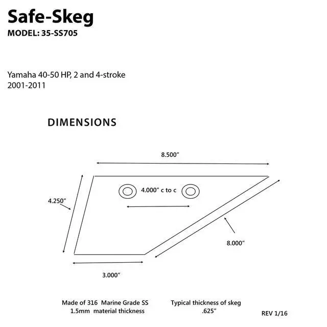 Alt view image 3 of 3 - Panther Marine Safe Skeg Yamaha