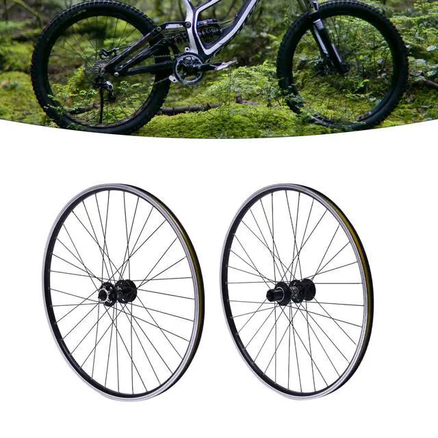Alt view image 2 of 7 - 27.5 Inch Mountain Bike Wheelset, Aluminum Alloy Rim & 45# Steel Spokes, Dual 6-Hole Disc Brake, Quick Release Front Rear Wheels, Fit 100mm Front 135mm Rear Fork, 7-12 Speed Cassette