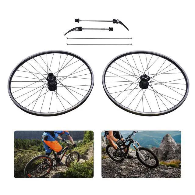 Alt view image 3 of 7 - 27.5 Inch Mountain Bike Wheelset, Aluminum Alloy Rim & 45# Steel Spokes, Dual 6-Hole Disc Brake, Quick Release Front Rear Wheels, Fit 100mm Front 135mm Rear Fork, 7-12 Speed Cassette