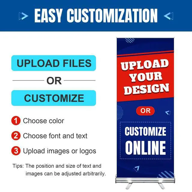 Alt view image 3 of 7 - Custom Retractable Banner with Aluminum Frame, Personalized Roll Up Banner, Full Color Pop Up Display Sign - For Events, Promotion, Advertising, 33"x81" (Design 1)