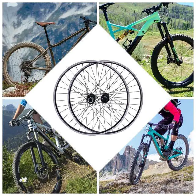 Alt view image 5 of 7 - 27.5 Inch Mountain Bike Wheelset, Aluminum Alloy Rim & 45# Steel Spokes, Dual 6-Hole Disc Brake, Quick Release Front Rear Wheels, Fit 100mm Front 135mm Rear Fork, 7-12 Speed Cassette