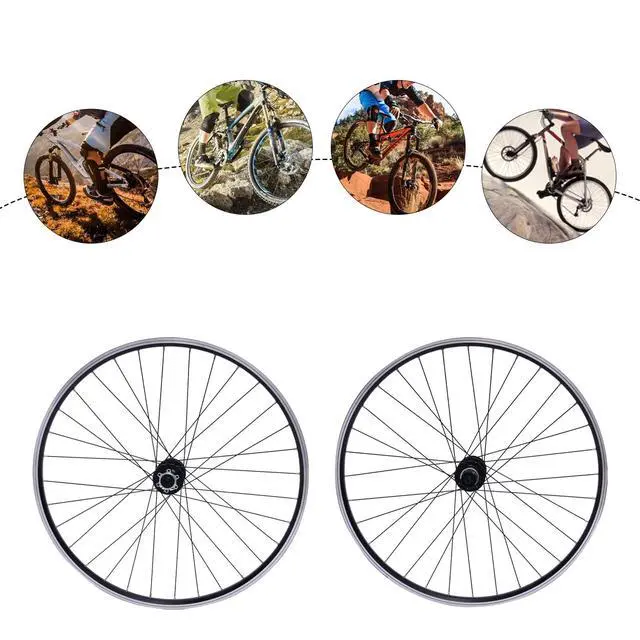 Alt view image 6 of 7 - 27.5 Inch Mountain Bike Wheelset, Aluminum Alloy Rim & 45# Steel Spokes, Dual 6-Hole Disc Brake, Quick Release Front Rear Wheels, Fit 100mm Front 135mm Rear Fork, 7-12 Speed Cassette