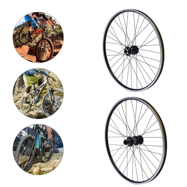 Alt view image 7 of 7 - 27.5 Inch Mountain Bike Wheelset, Aluminum Alloy Rim & 45# Steel Spokes, Dual 6-Hole Disc Brake, Quick Release Front Rear Wheels, Fit 100mm Front 135mm Rear Fork, 7-12 Speed Cassette