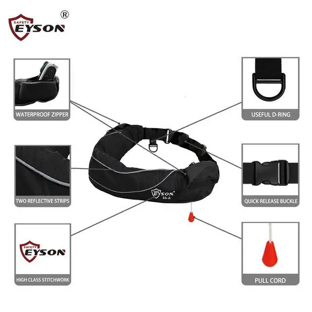 Alt view image 4 of 7 - Inflatable Life Jacket Life Vest Life Ring Belt Pack Waist Bag Automatic