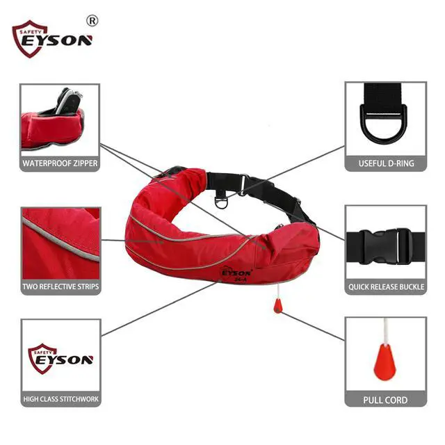 Alt view image 4 of 7 - Inflatable Life Jacket Life Vest Life Ring Belt Pack Waist Bag Automatic