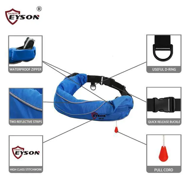 Alt view image 4 of 7 - Inflatable Life Jacket Life Vest Life Ring Belt Pack Waist Bag Automatic