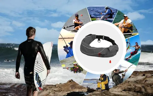 Alt view image 6 of 7 - Inflatable Life Jacket Life Vest Life Ring Belt Pack Waist Bag Automatic