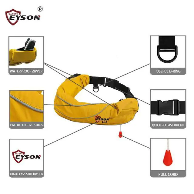 Alt view image 4 of 7 - Inflatable Life Jacket Life Vest Life Ring Belt Pack Waist Bag Automatic