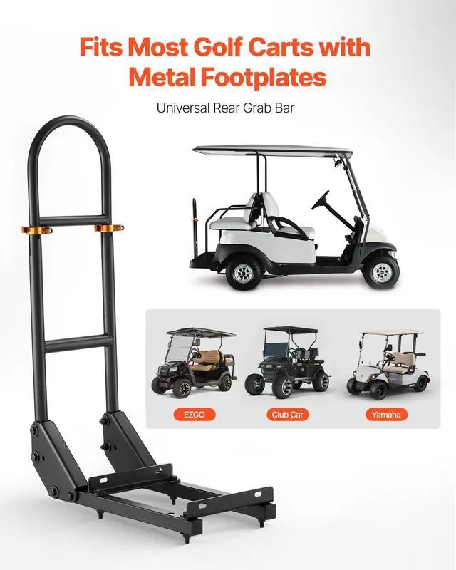 Alt view image 2 of 7 - Golf Cart Rear Seat Grab Bar, Compatible with Yamaha Club Car EZGO, Most Golf Carts with Metal Footplates, No Modification Needed, 27.5 to 33.5 Inch Height Adjustable