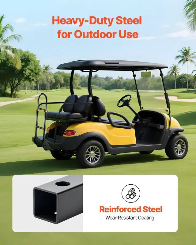 Alt view image 6 of 7 - Golf Cart Rear Seat Grab Bar, Compatible with Yamaha Club Car EZGO, Most Golf Carts with Metal Footplates, No Modification Needed, 27.5 to 33.5 Inch Height Adjustable