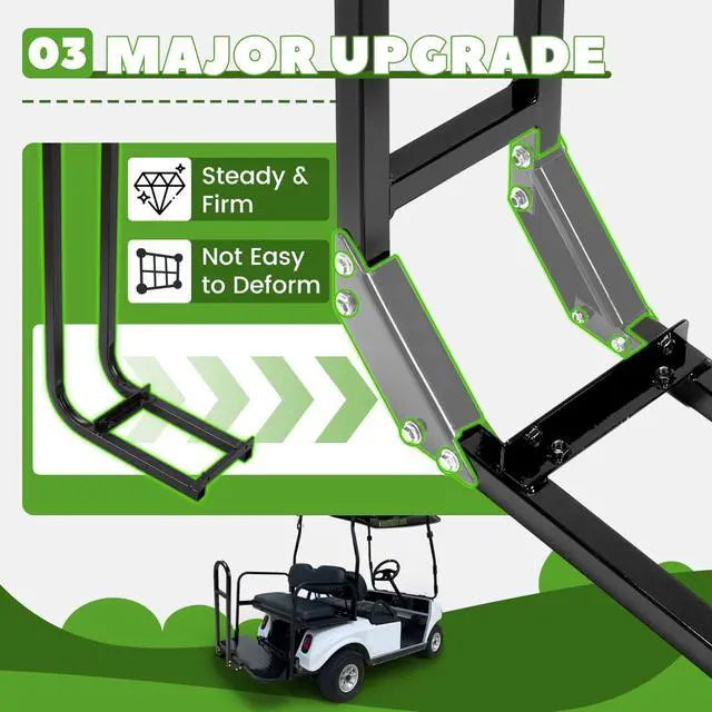 Alt view image 4 of 7 - Rear Safety Grab Bar Compatible with Yamaha Club Car EZGO Golf Cart Heavy Duty Rear Seat Hand Rail Grab Bar Black