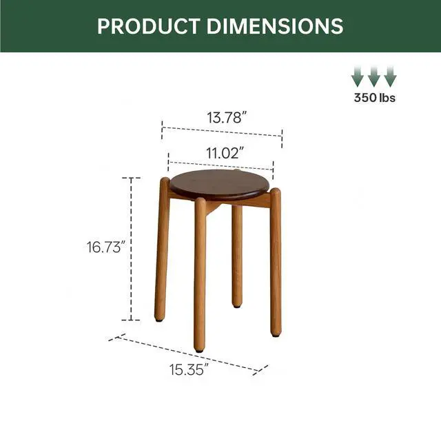 Alt view image 2 of 7 - Oak Stackable Stool, Small Plant Stand, Round Wooden Stool for Dining Room, Living Room, Entryway, Classroom, School, 15.4" x 15.4" x 16.7, Walnut Natural