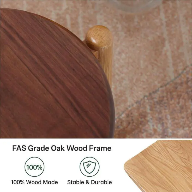 Alt view image 3 of 7 - Oak Stackable Stool, Small Plant Stand, Round Wooden Stool for Dining Room, Living Room, Entryway, Classroom, School, 15.4" x 15.4" x 16.7, Walnut Natural