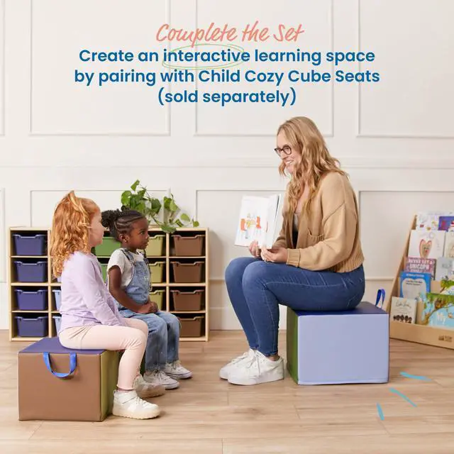 Alt view image 6 of 7 - SoftZone Adult Cozy Cube Seat with Handle, Classroom Furniture, Earthtone