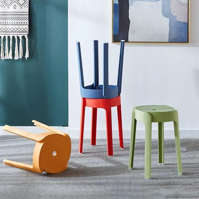 Alt view image 3 of 7 - 6Pcs Plastic Stool Stackable, Portable Round Nesting Stools 330lbs Load Bearing Backless Bar Stool Seating for Home Classroom Outdoor