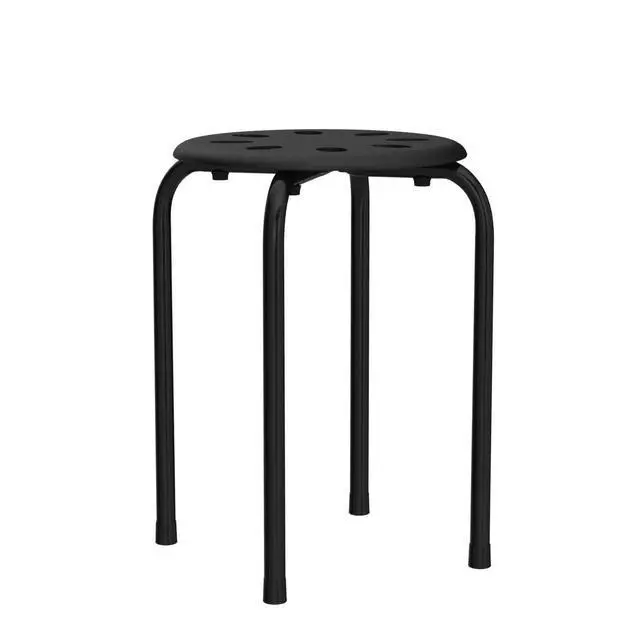 Alt view image 5 of 7 - 17.5-inch Height 6-Pack Round Plastic Stack Stools, Black | Backless School Classroom Decoration Stools with Metal Frame, Portable Stackable Chairs for Kids Children Students