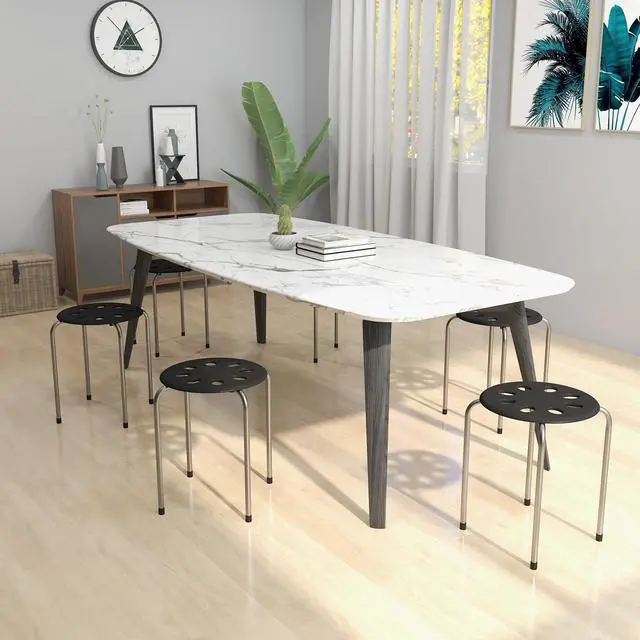 Alt view image 2 of 7 - Stackable Stools Set of 6, 17.5in Portable Stacking Bar Stool Grey Classroom Stools with Iron Legs Round Nesting Chairs Flexible Seating for Home Office School