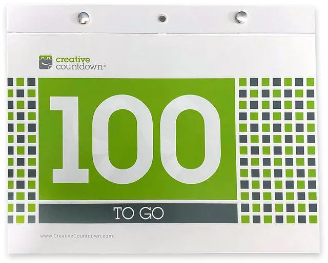 Main image of 100 day Event, Goal and Occasion Count Down 8.5"x11.5" Green Square Tear Off Countdown Calendar Large Wall Unit - perfect for Office, event, corporate and door gifts
