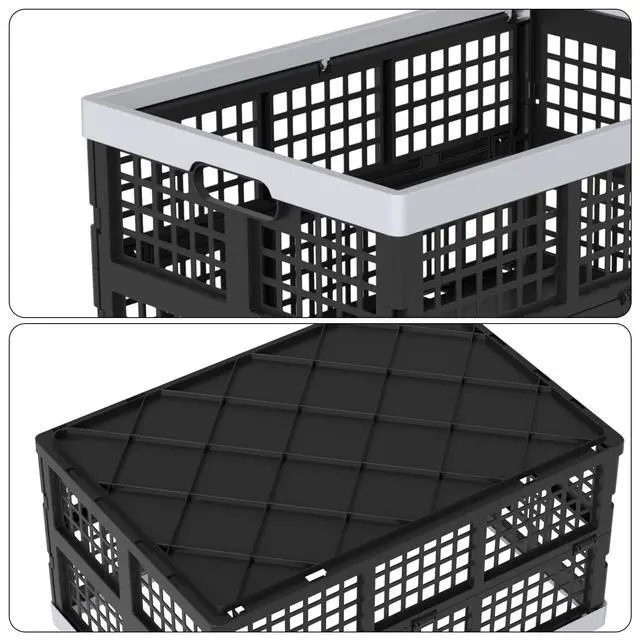 Alt view image 4 of 7 - 42 L Plastic Stacking Collapsible Storage Crates, 4 Packs | Folding Crate
